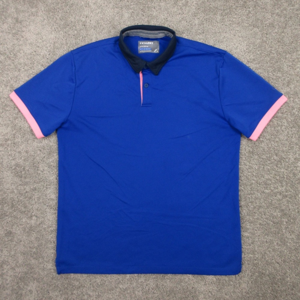 Twillory Polo Shirt Mens Large Blue Solid Athleisure Performance Golf Stretch